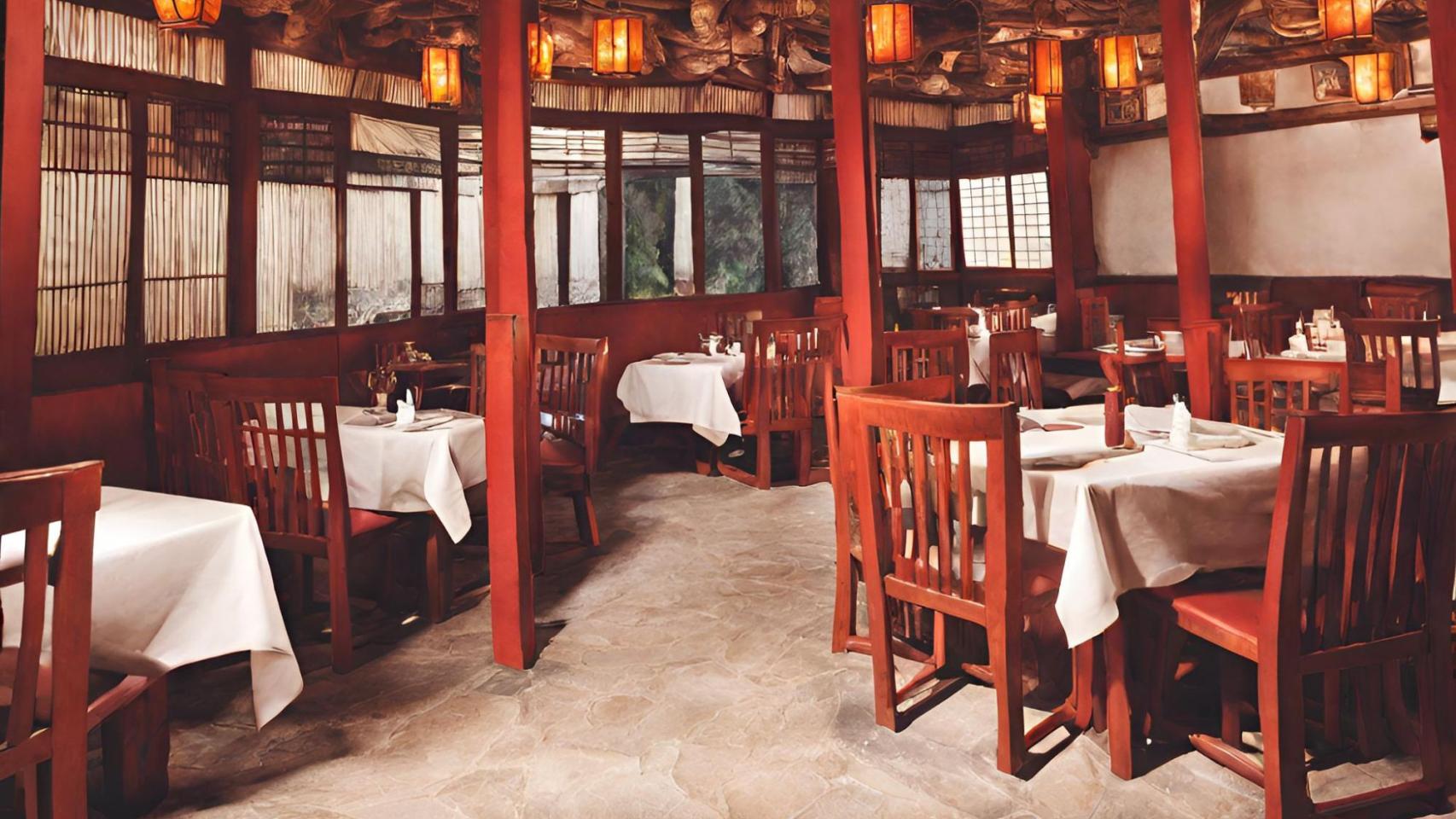 Vista interior de un restaurante generado con IA