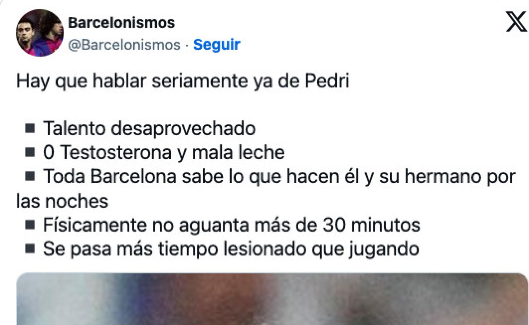 Tuit contra Pedri en X