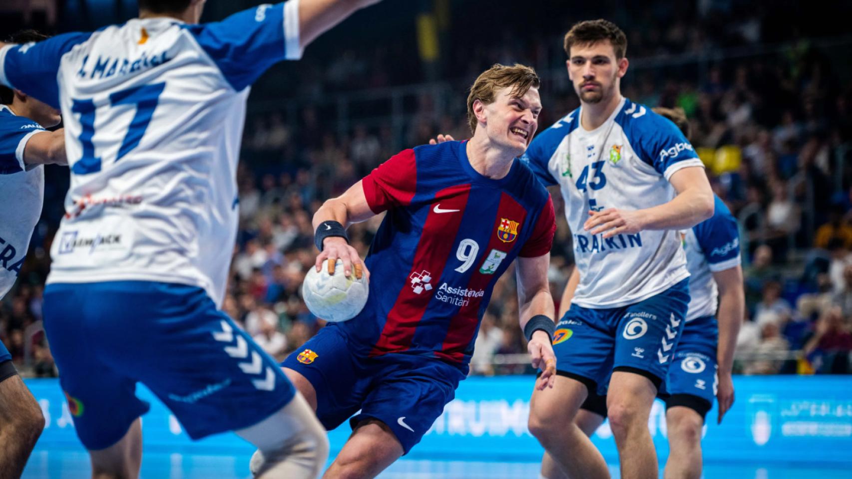 Jonathan Carlsbogard, en el partido del Barça de balonmano contra el Fraikin Granollers