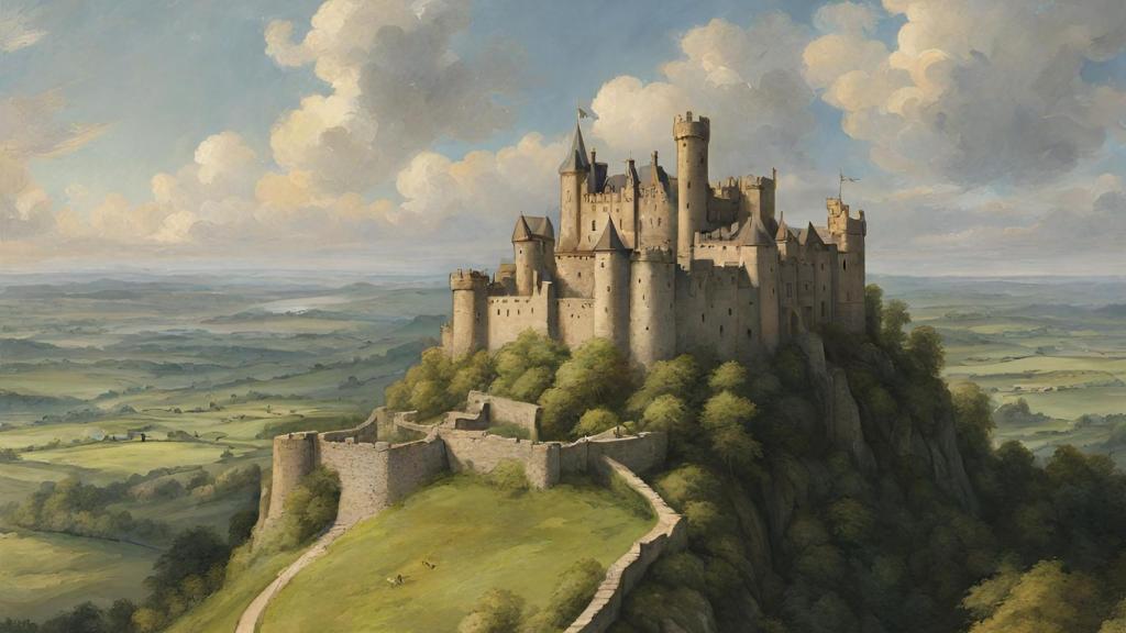 Castillo en lo alto de una colina generado con IA