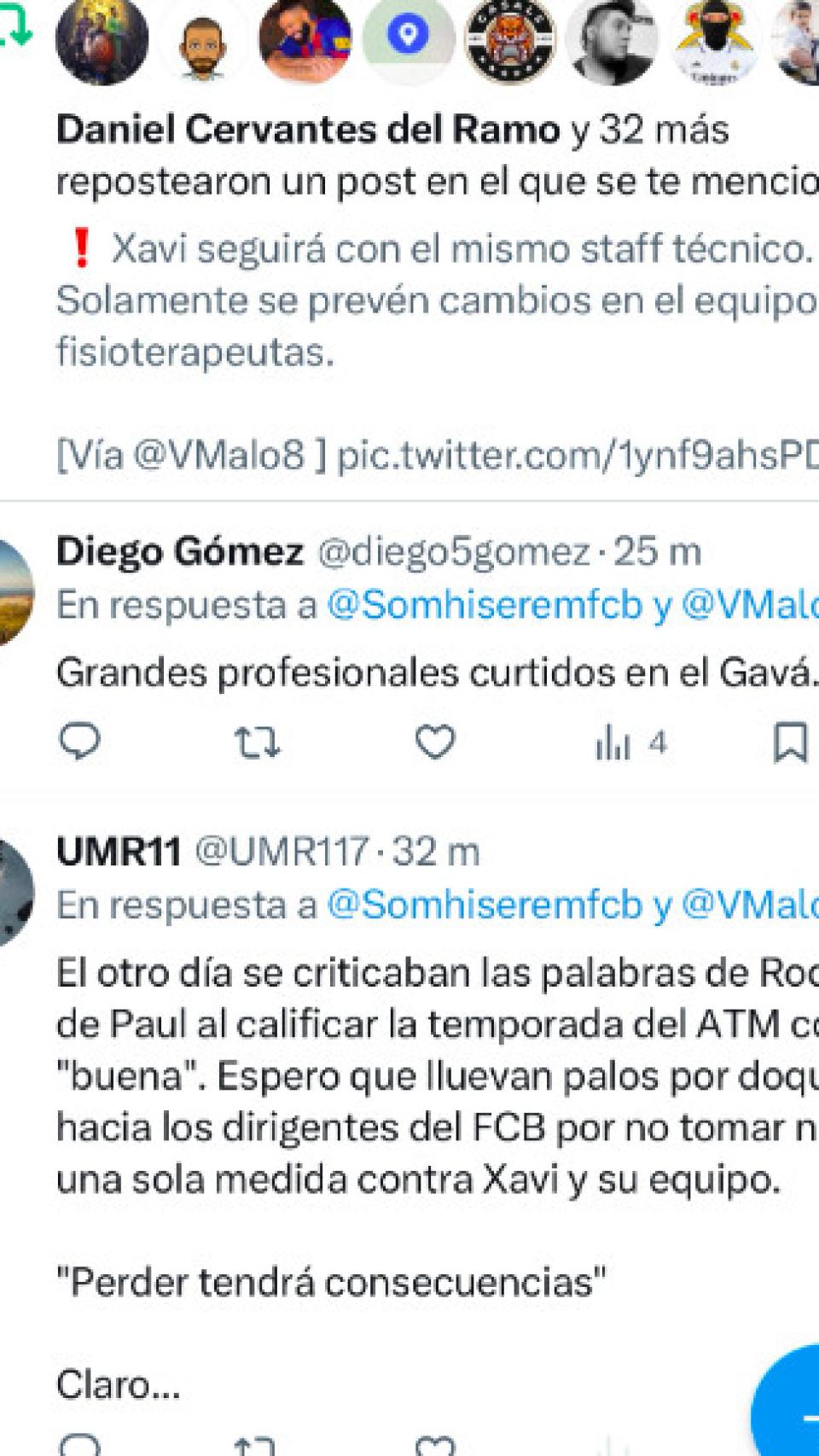 Tuit sobre la continuidad de Xavi