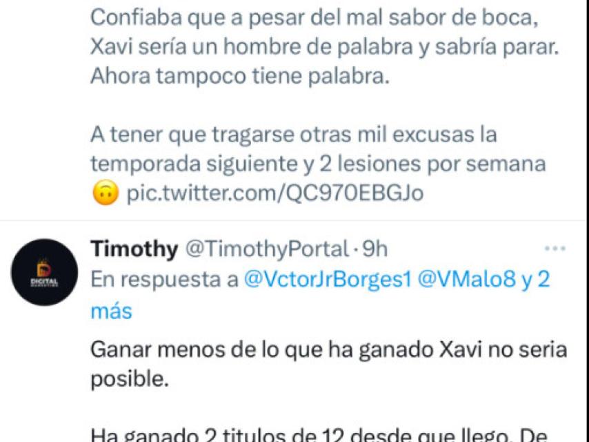 Tuit sobre la continuidad de Xavi