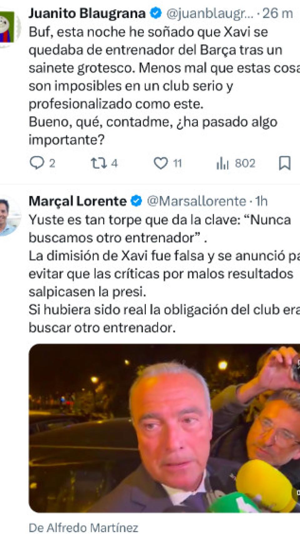 Tuit sobre la continuidad de Xavi