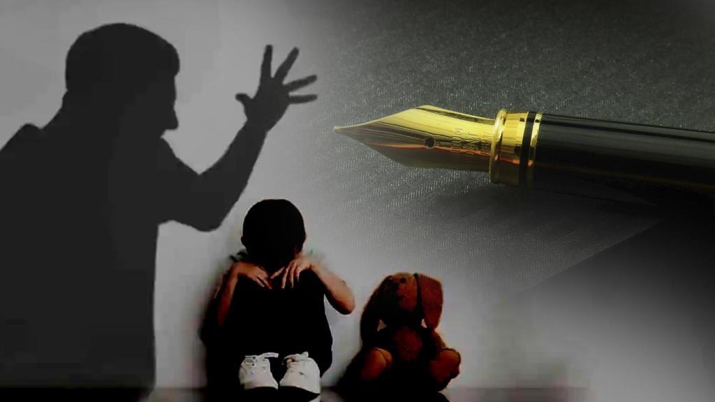 Montaje de un hombre agrediendo a un menor