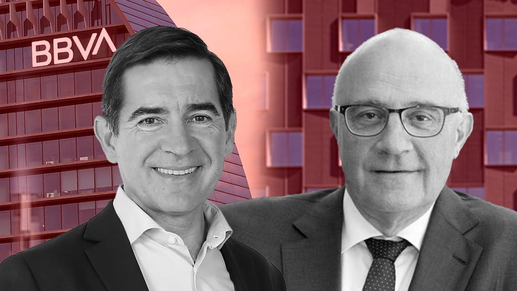 El presidente de BBVA, Carlos Torres (i), y su homólogo en Banco Sabadell, Josep Oliu (d)