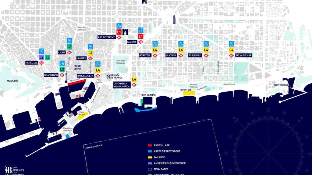 Mapa de la zona de regatas de la Copa América