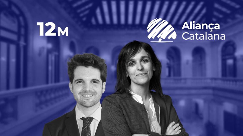 Jordi Aragonès, número dos de Aliança Catalana por Barcelona; y la candidata por Girona Sílvia Orriols