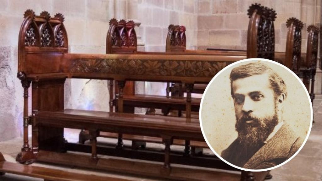 Fotomontaje bancos de la Capilla-Panteón de Comillas y Gaudí