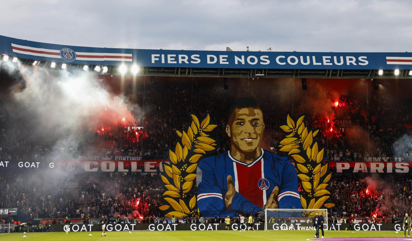 'Tifo' de los ultras del PSG en el partido de despedida de Kylian Mbappé