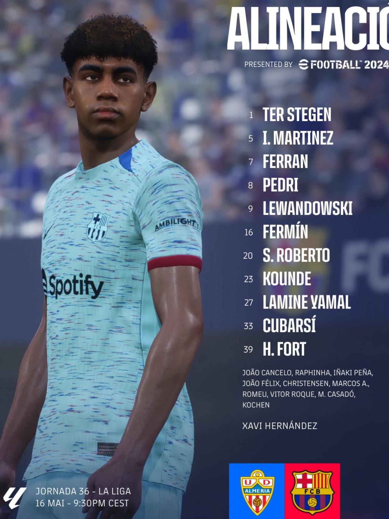 El once del FC Barcelona para enfrentarse a la UD Almería