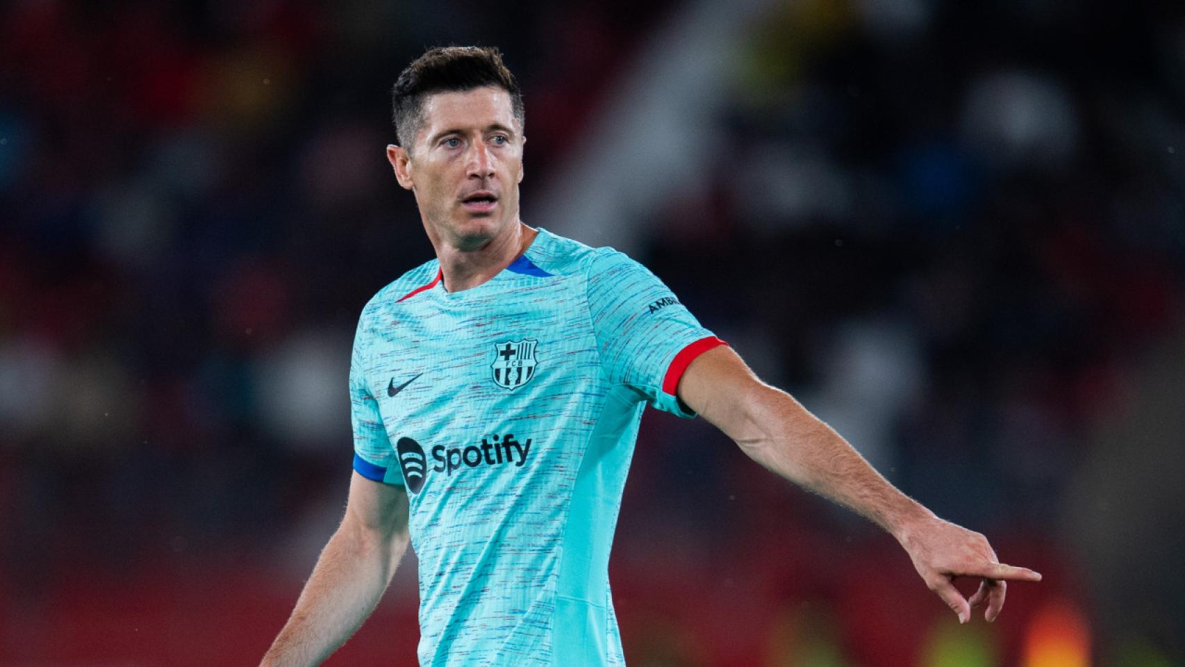 Lewandowski, durante el partido del Barça contra la UD Almería