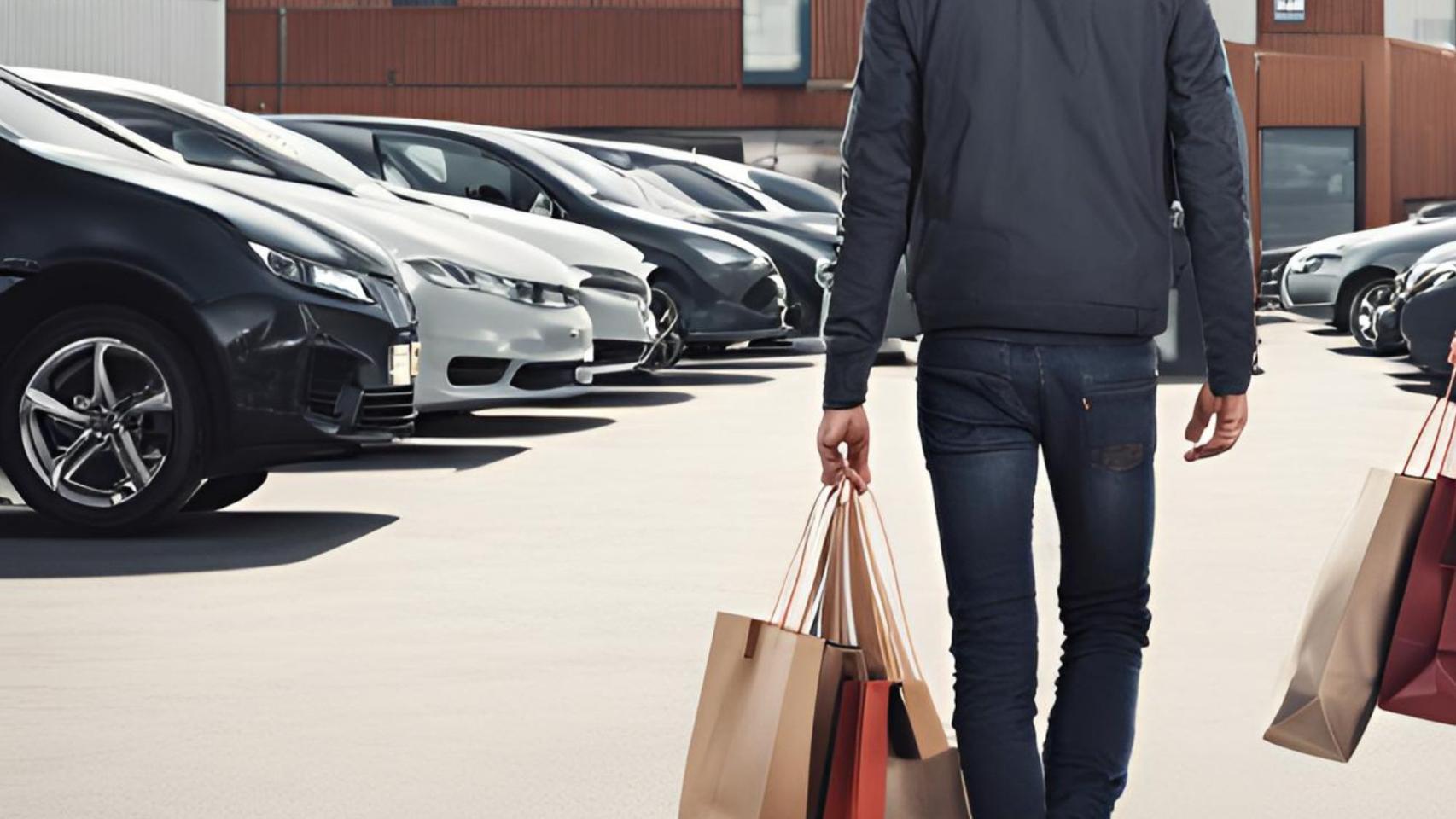Un hombre de compras en el outlet