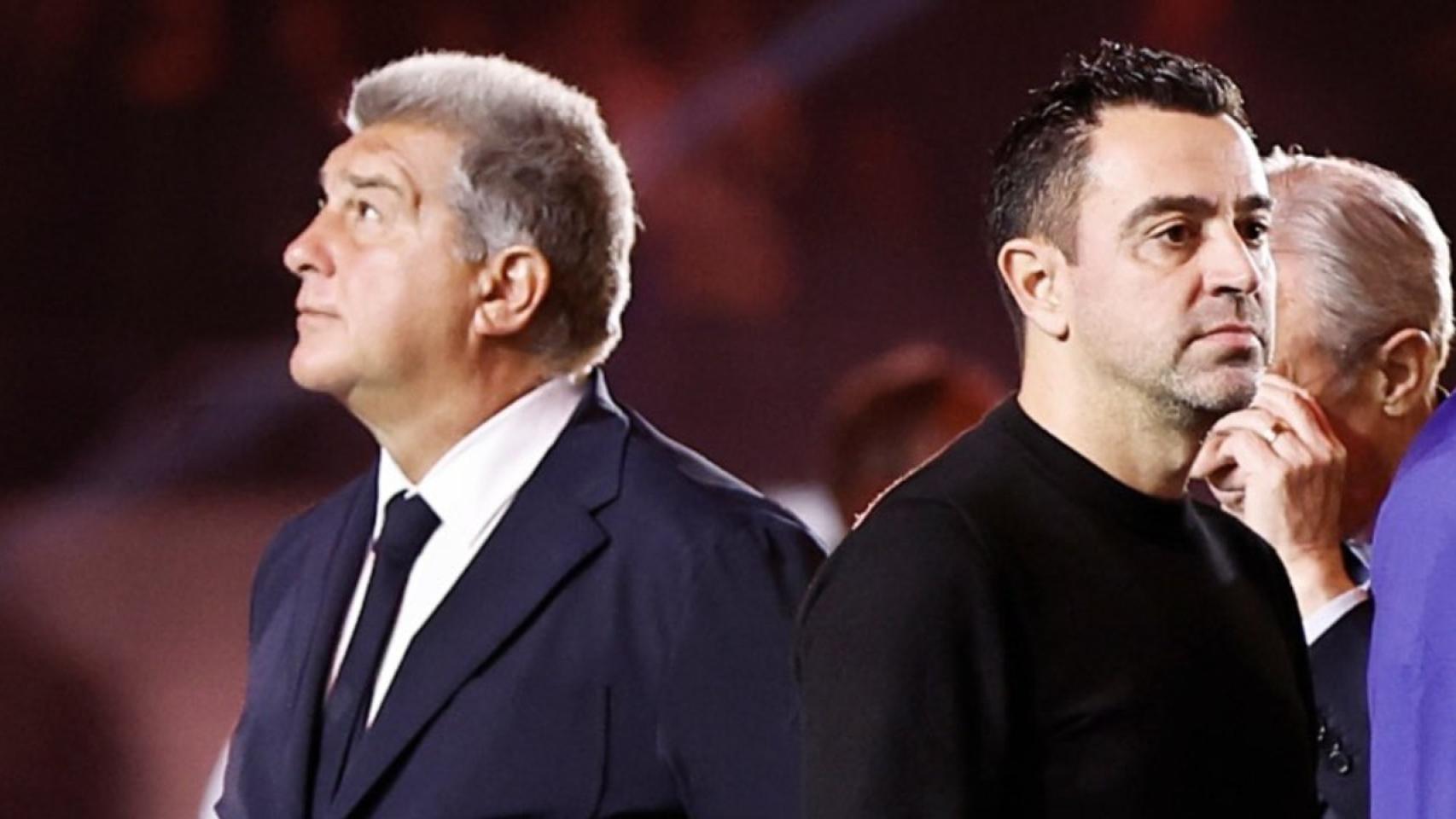 Joan Laporta y Xavi Hernández, después de la final de la Supercopa de España