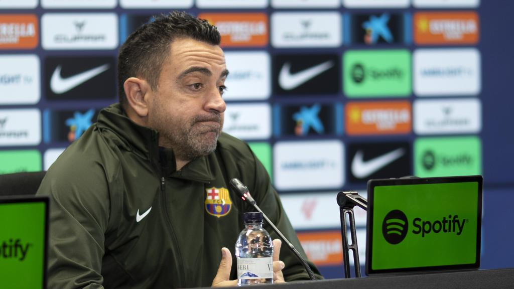 Xavi en la rueda de prensa previa al Barça-Rayo