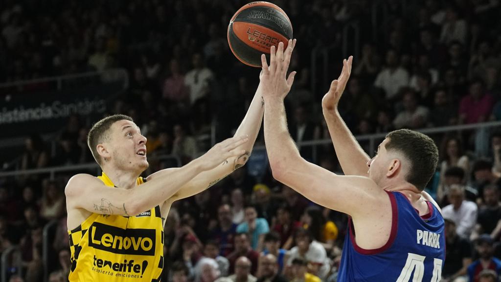 Joel Parra durante el primer partido de los 'play off' contra Lenovo Tenerife