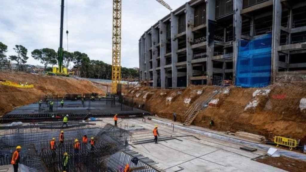 Trabajadores de las obras del Camp Nou