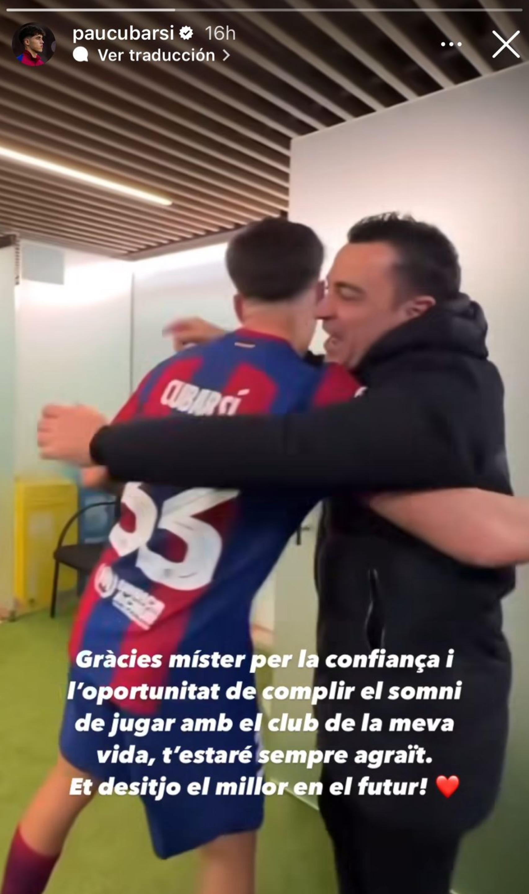 El mensaje de Pau Cubarsí a Xavi