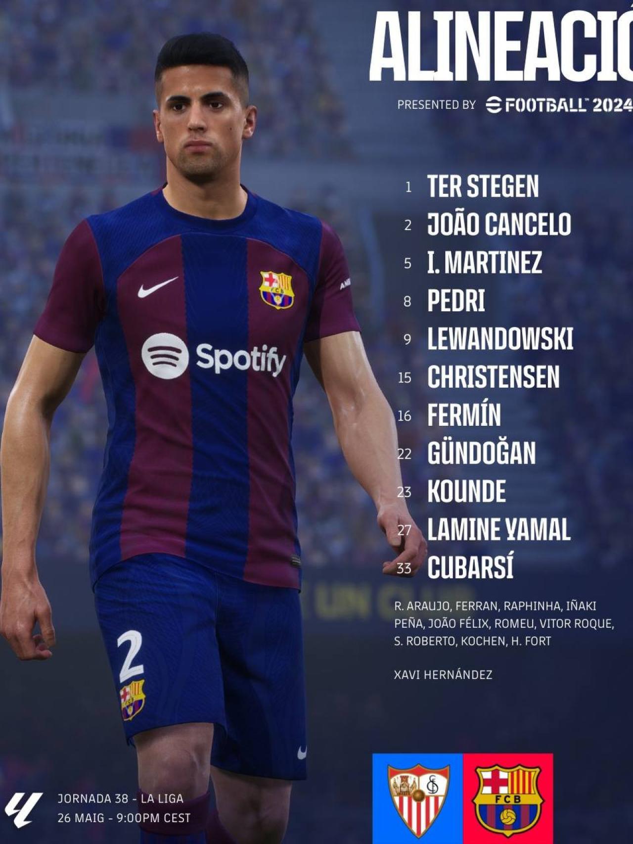 El once del FC Barcelona para enfrentarse al Sevilla en la última jornada