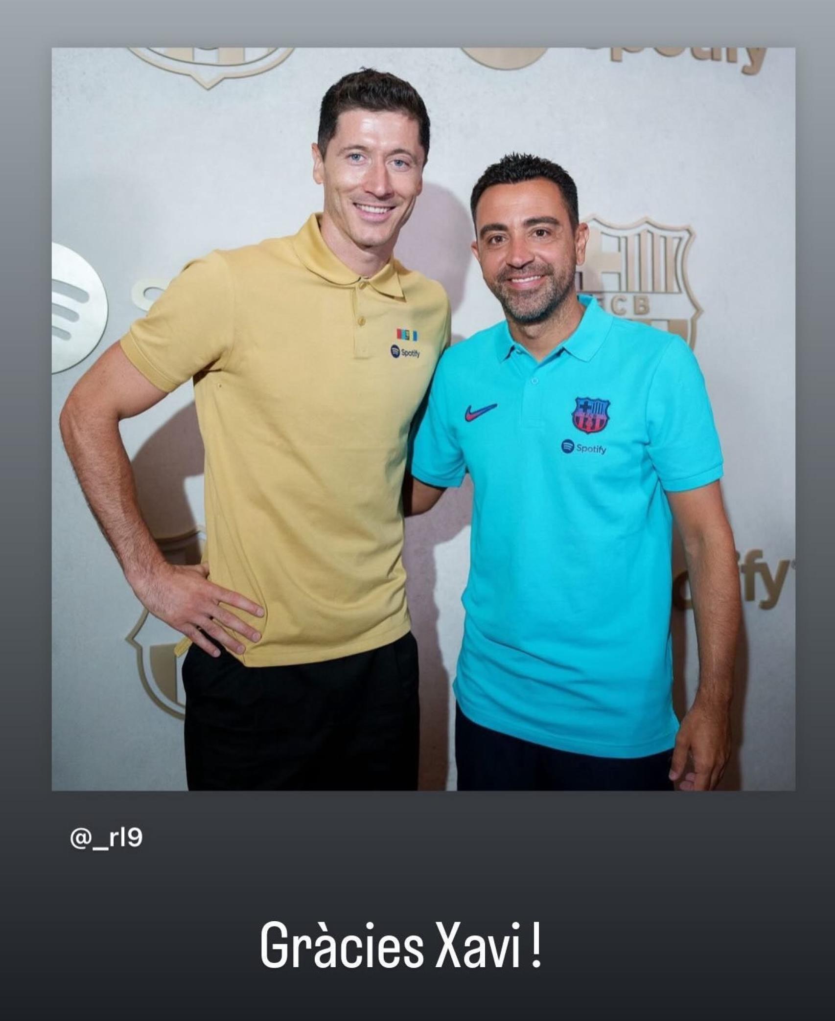 Lewandowski se despide de Xavi en Instagram