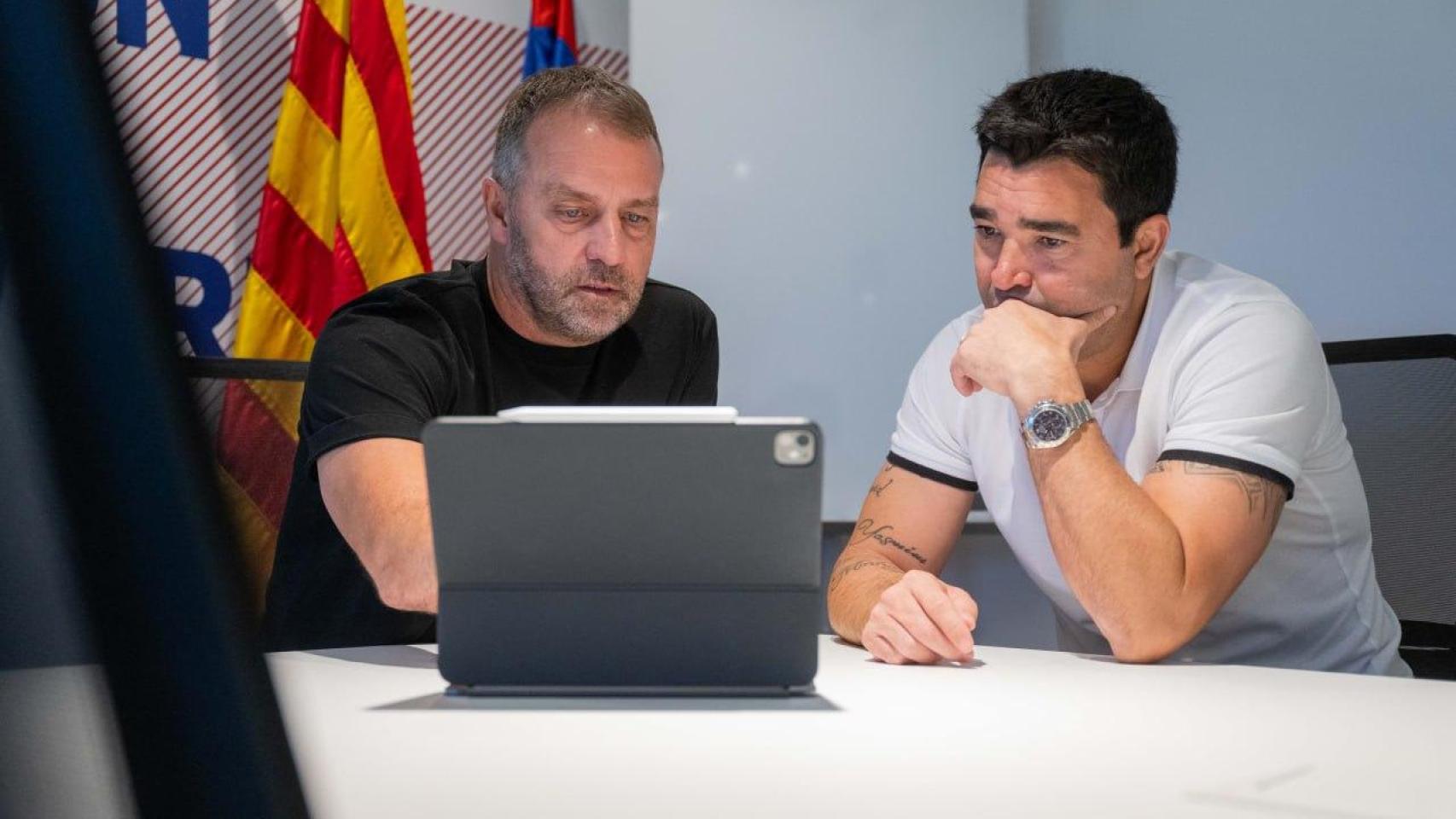 Hansi Flick y Deco en la Ciutat Esportiva Joan Gamper