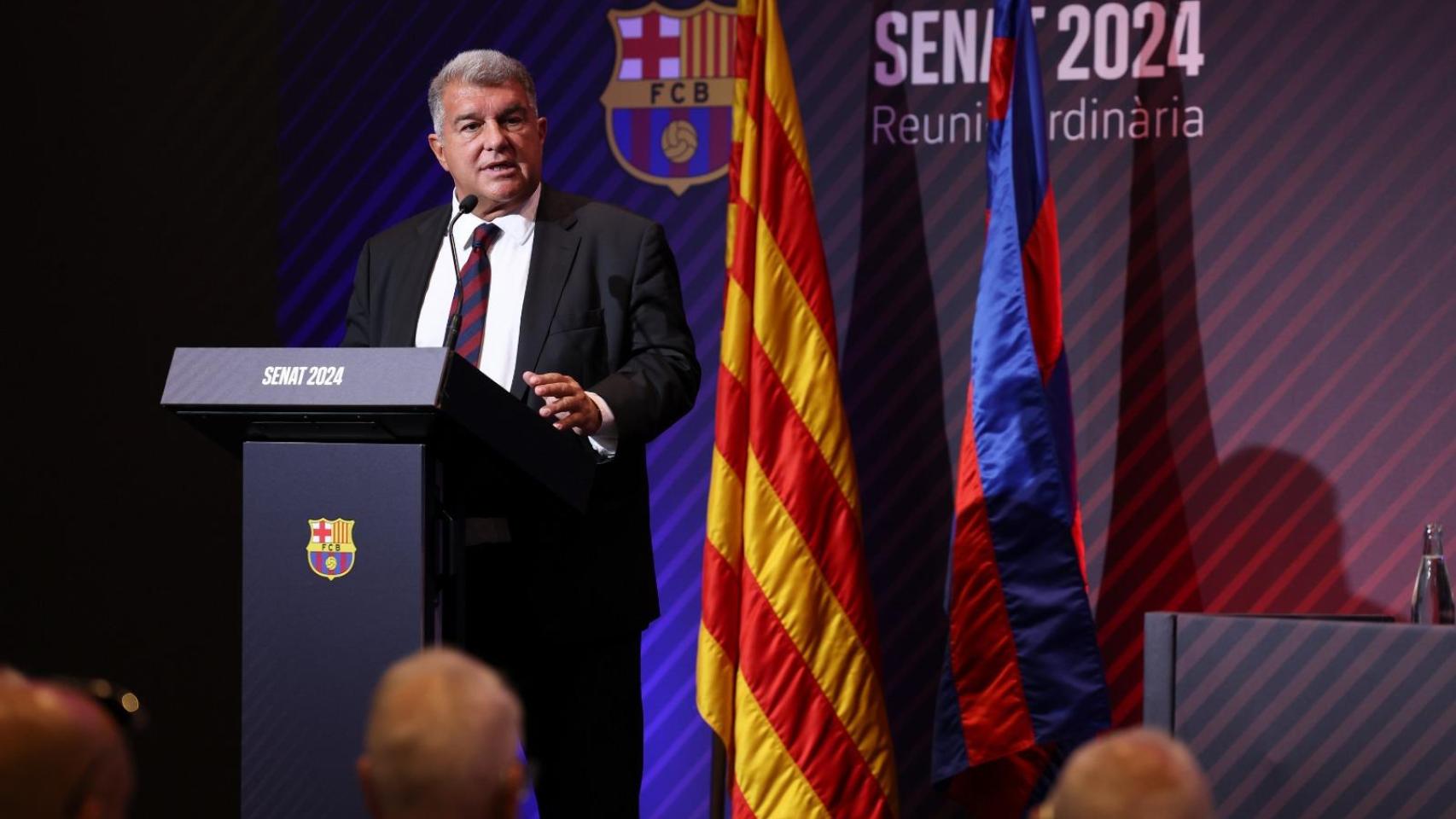 Joan Laporta, en la reunión ordinaria del 'Senat'