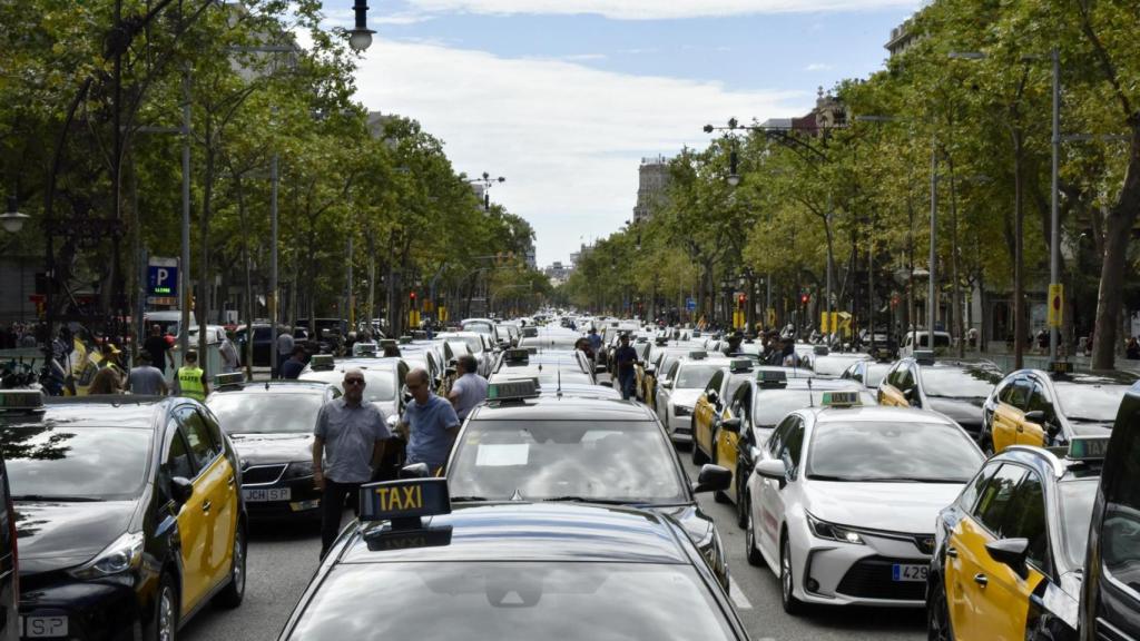 Concentración de Taxis en Barcelona en una imagen de archivo