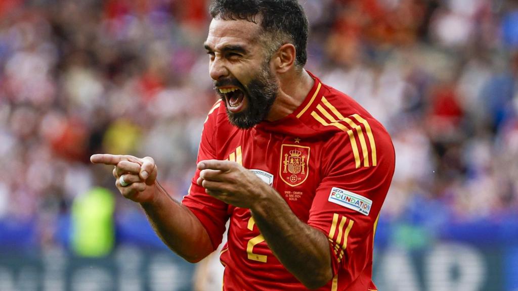 Carvajal celebra su gol en la Eurocopa contra Croacia