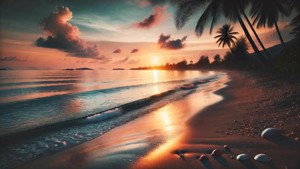Atardecer en la playa generado con IA