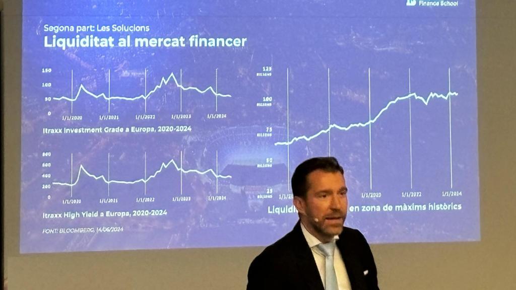 Marc Ciria, durante la ponencia de las Soluciones Financieras para el Barça
