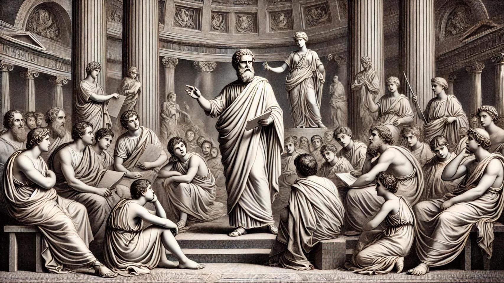 Una recreación de una escuela romana en IA