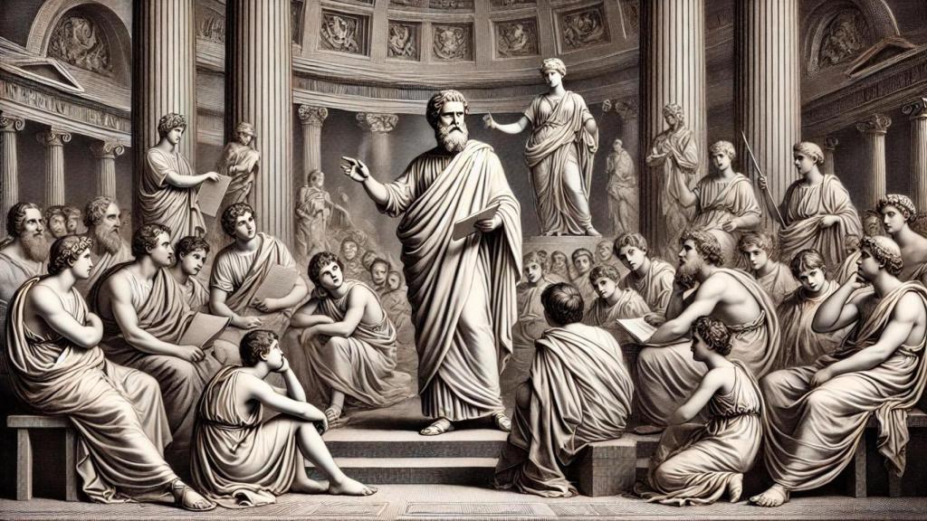 Una recreación de una escuela romana en IA