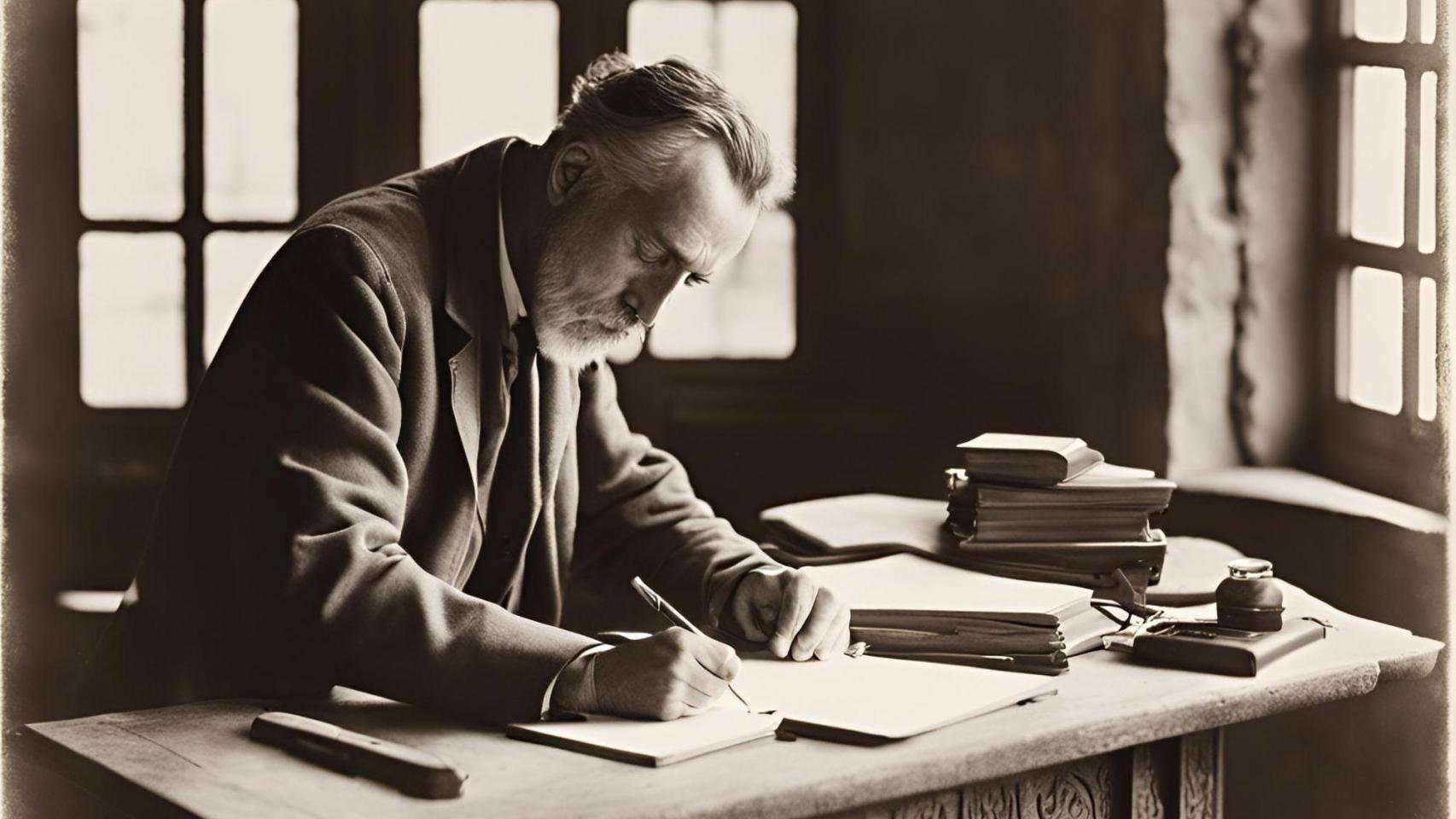 Una imagen de Gaudí creando, según la IA