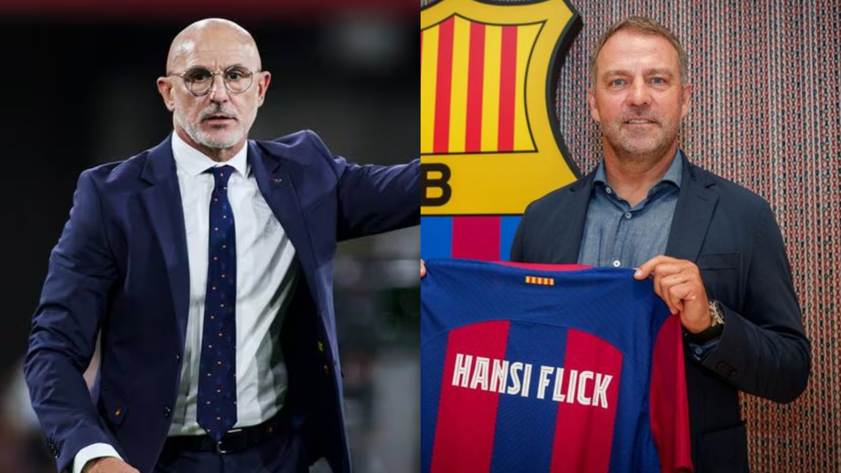 Luis de la Fuente y Hansi Flick en un fotomontaje