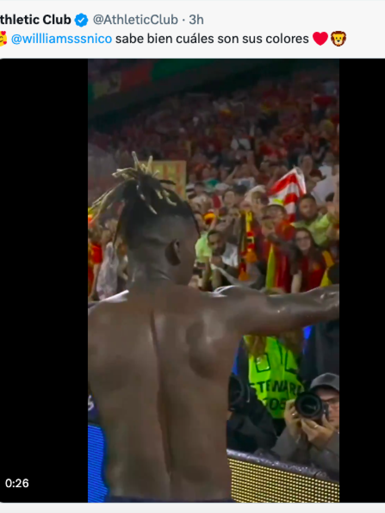 Mensaje del Athletic por Nico Williams