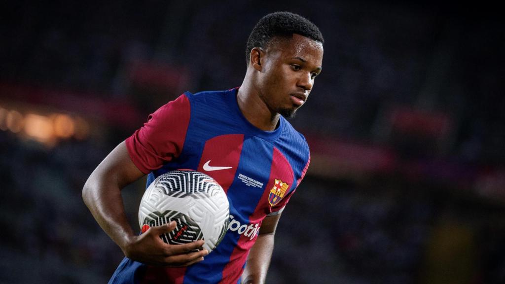 Ansu Fati, durante un partido de pretemporada con el Barça