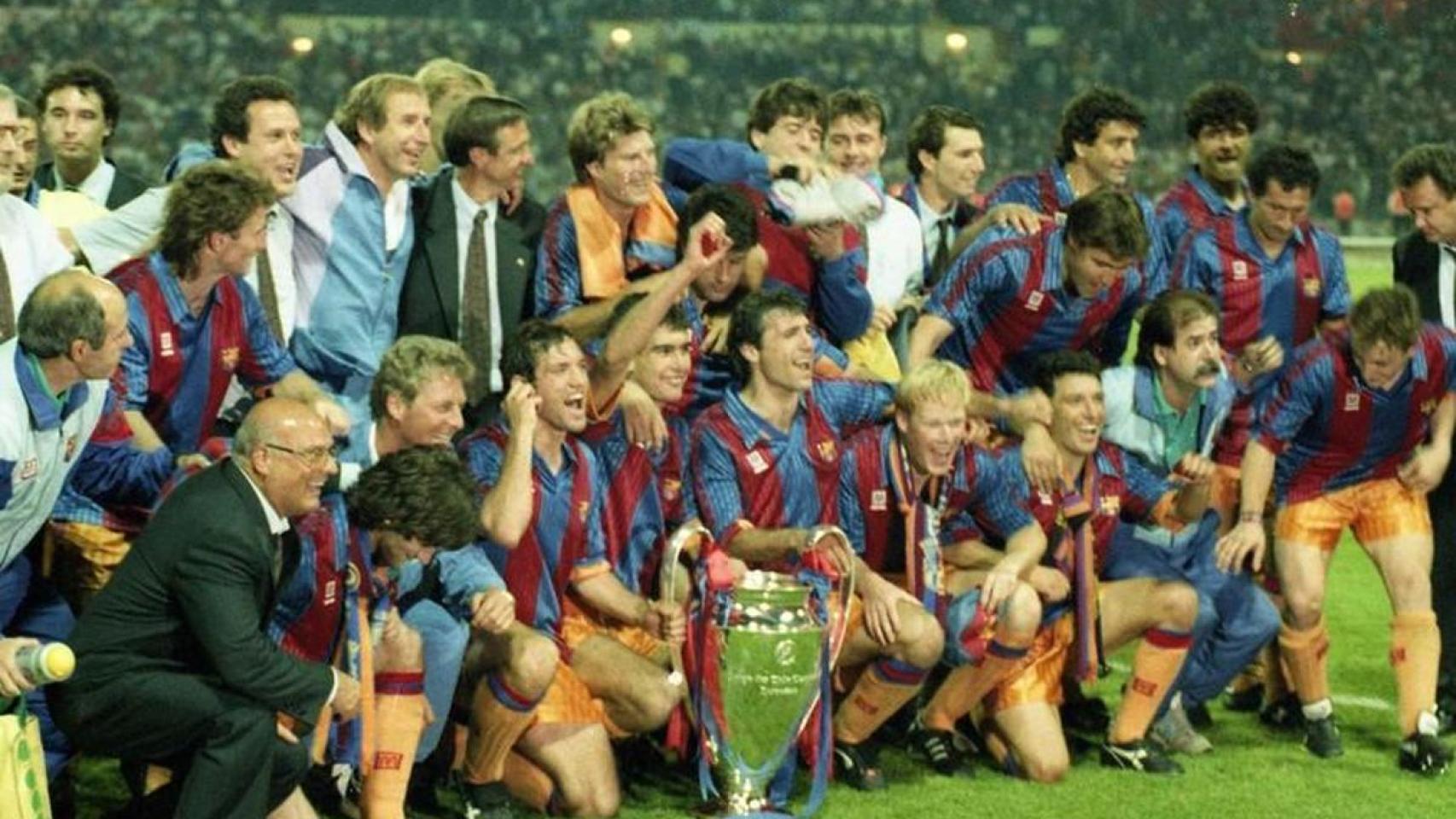 El 'Dream Team' del Barça celebra la conquista de la Champions League de 1992