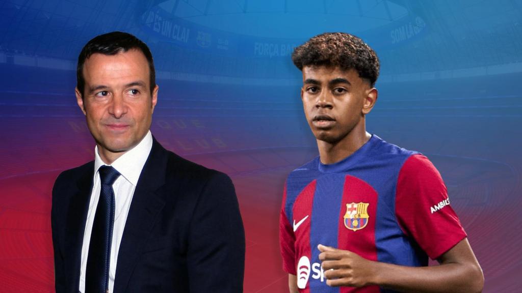 Jorge Mendes, representante de Lamine Yamal, en un fotomontaje