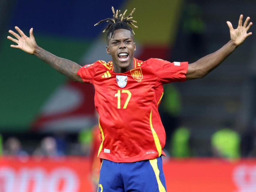 Nico Williams festeja el gol de la final de la Eurocopa contra Inglaterra