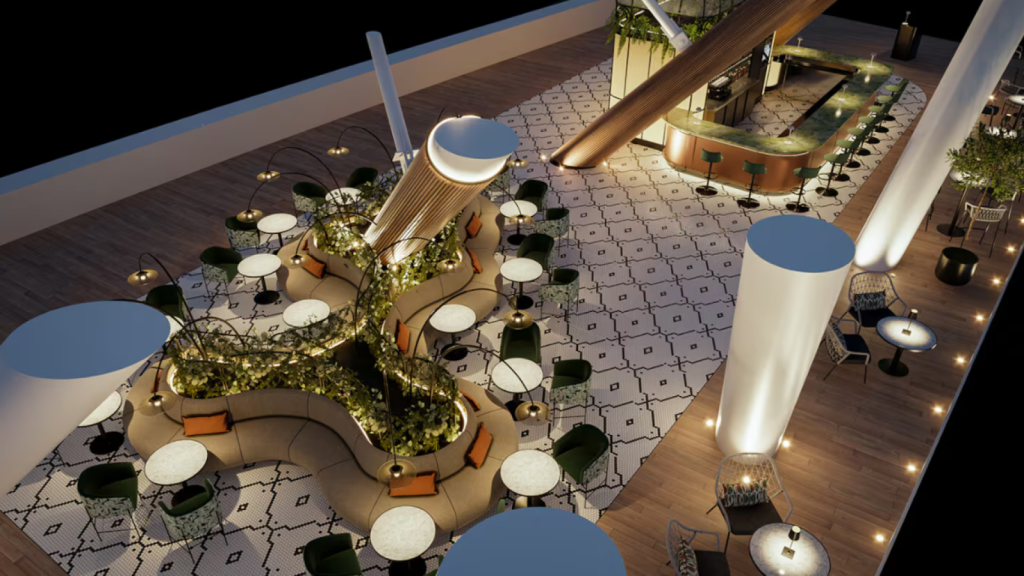 El diseño del 'skybar' del Santiago Bernabéu