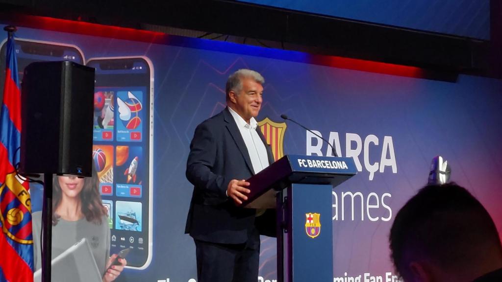 Joan Laporta, en el acto de lanzamiento de Barça Games