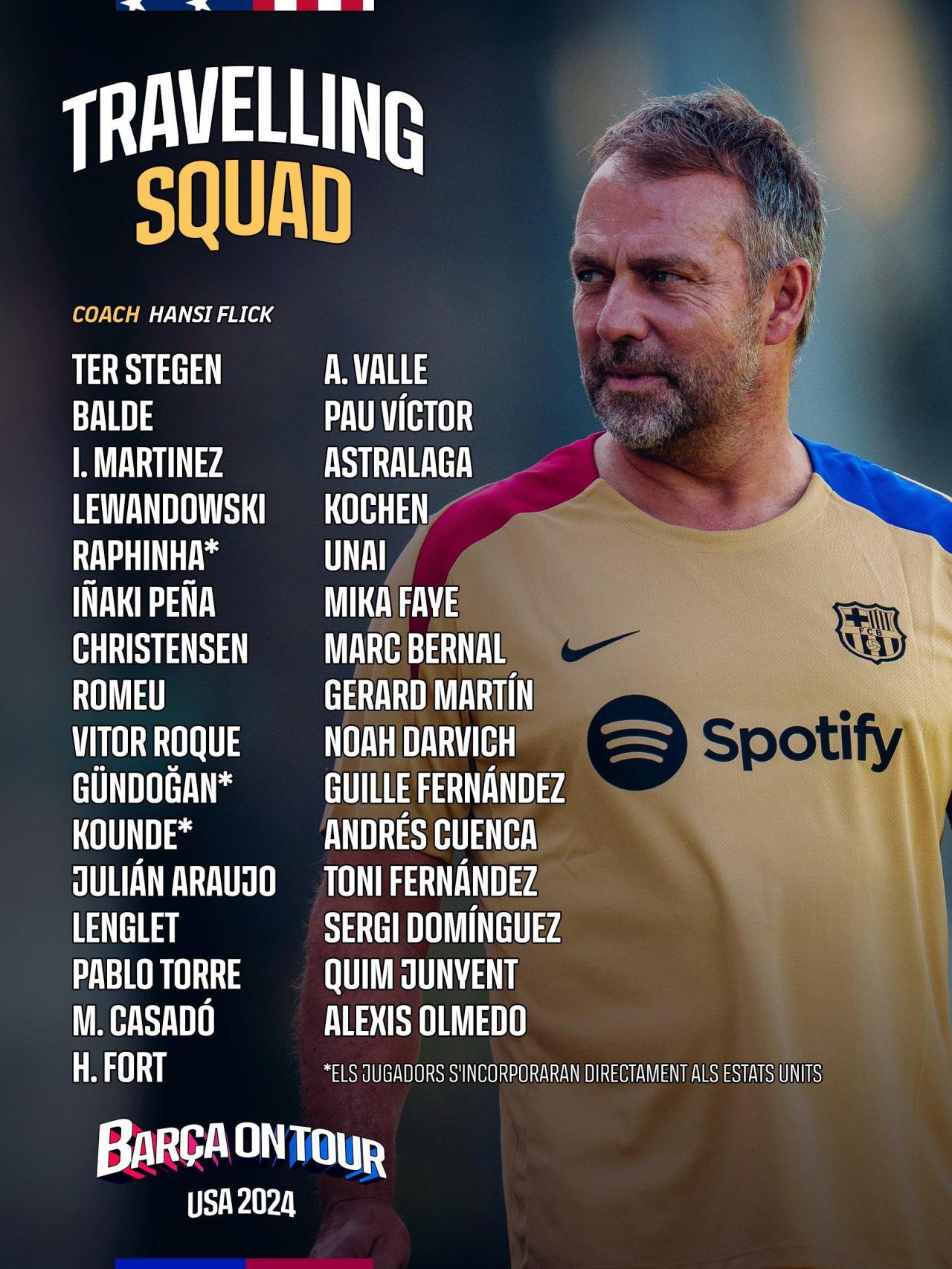La convocatoria de Hansi Flick para la gira de amistosos del Barça en Estados Unidos