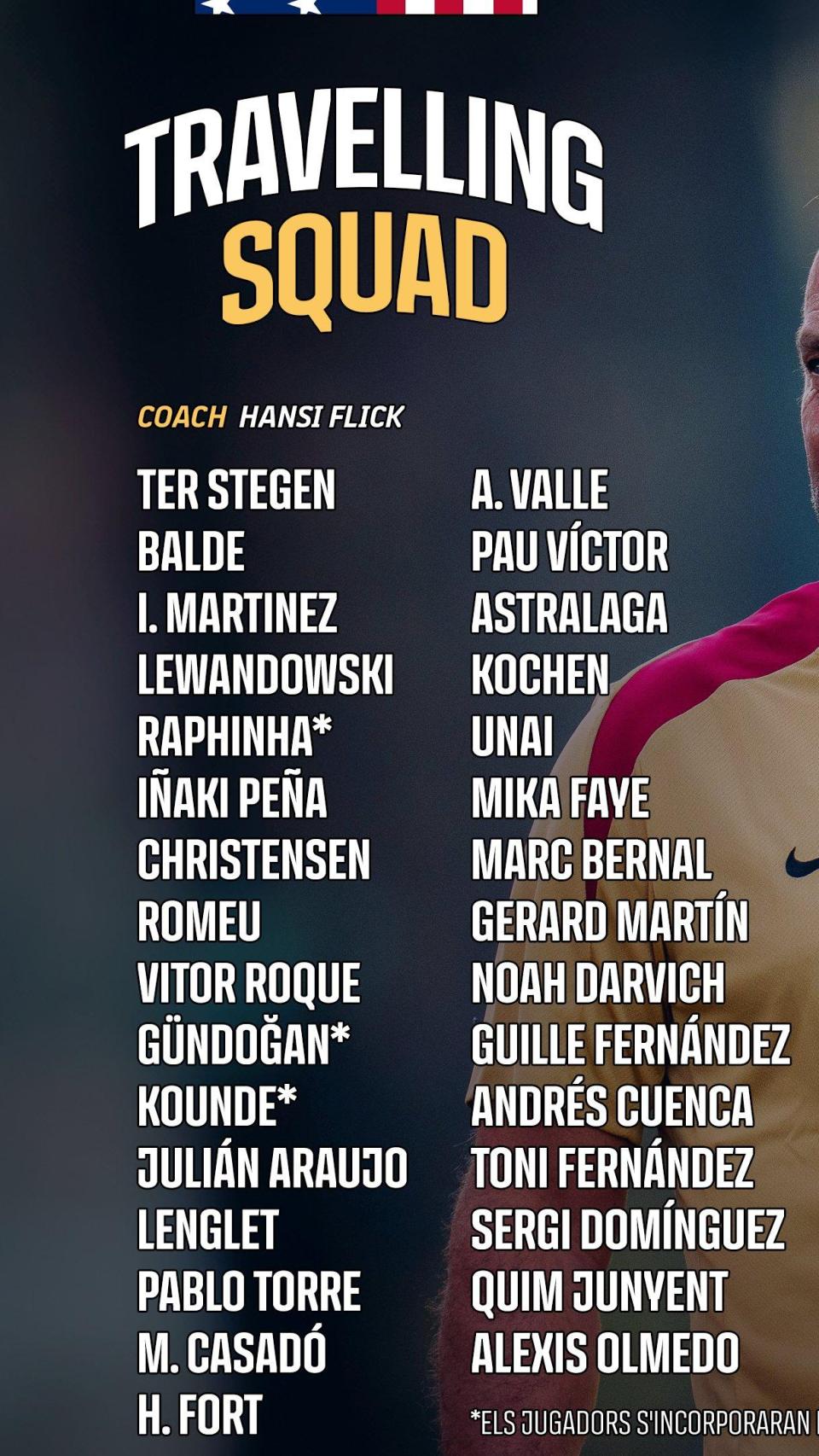 La convocatoria de Hansi Flick para la gira de amistosos del Barça en Estados Unidos