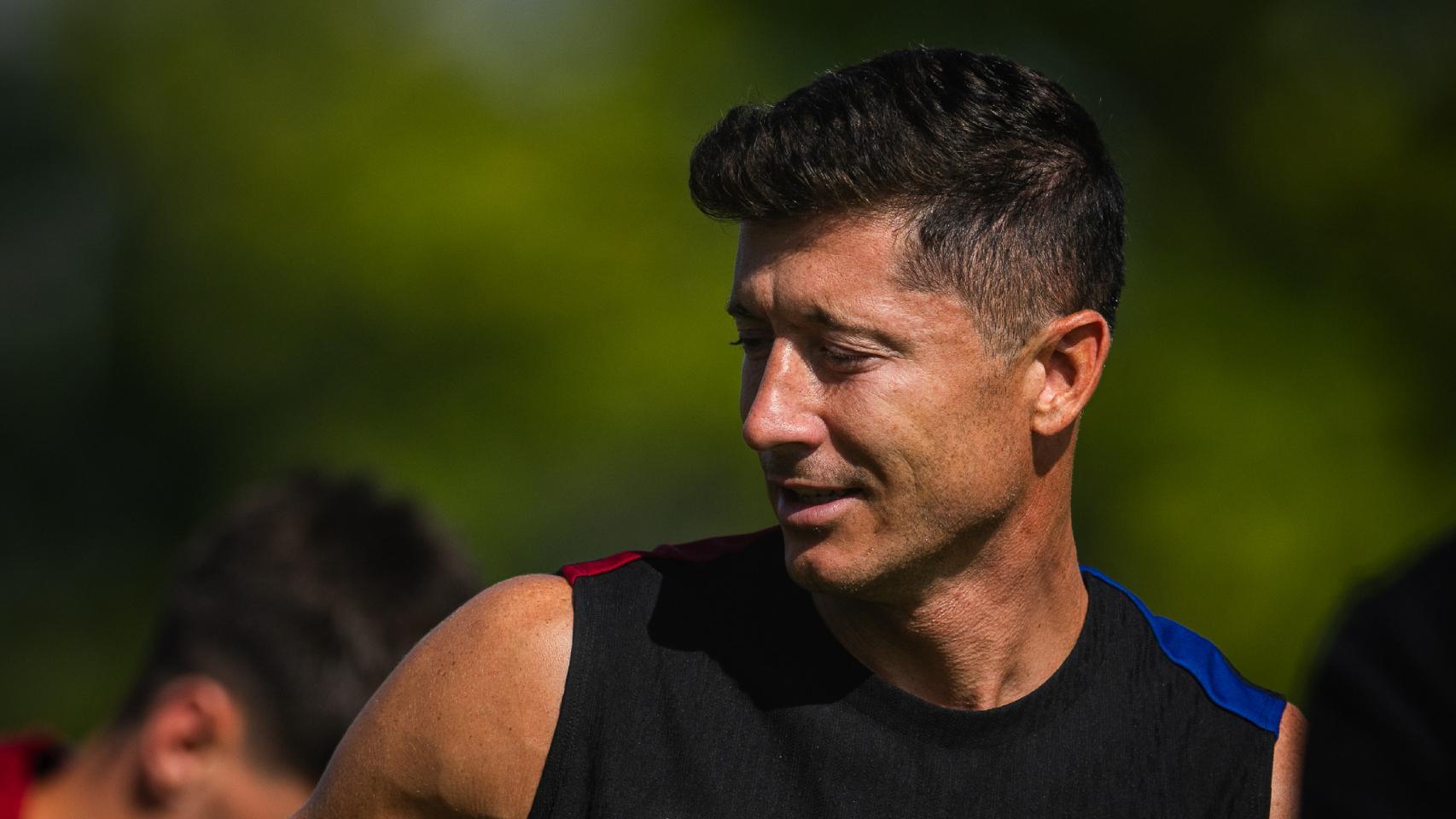 Lewandowski, durante el primer día del Barça en la gira por Estados Unidos
