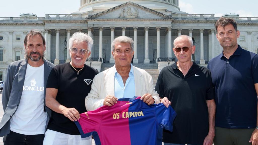 Joan Laporta y los directivos Miquel Camps, Xavier Puig, Ferran Olivé y Joan Soler en una visita a Washington