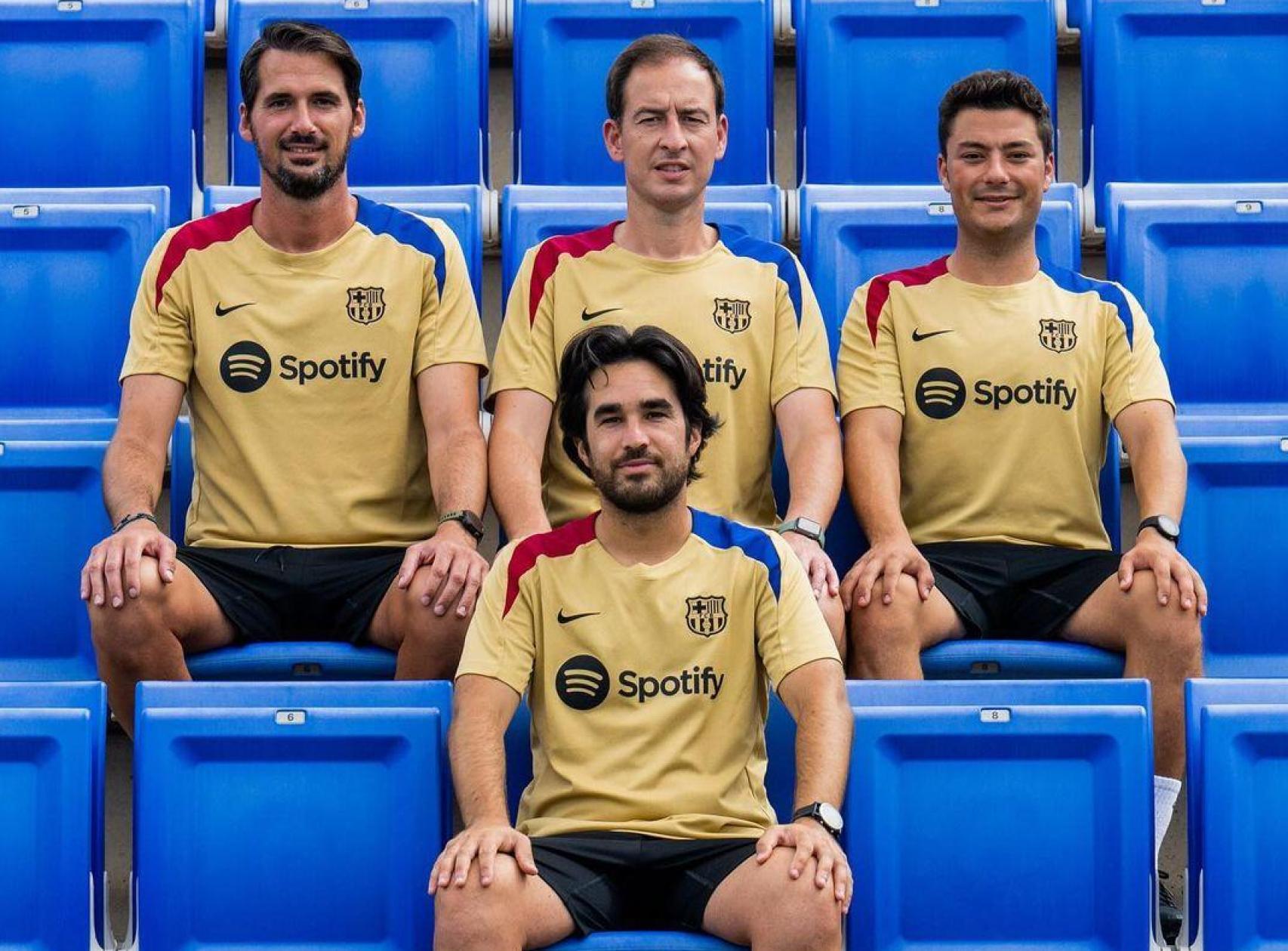 El cuerpo técnico del Barça Femenino, encabezado por Pere Romeu