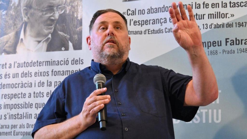 El expresidente de ERC Oriol Junqueras durante una conferencia en la Universitat Catalana d'Estiu (UCE) en Prada de Conflent