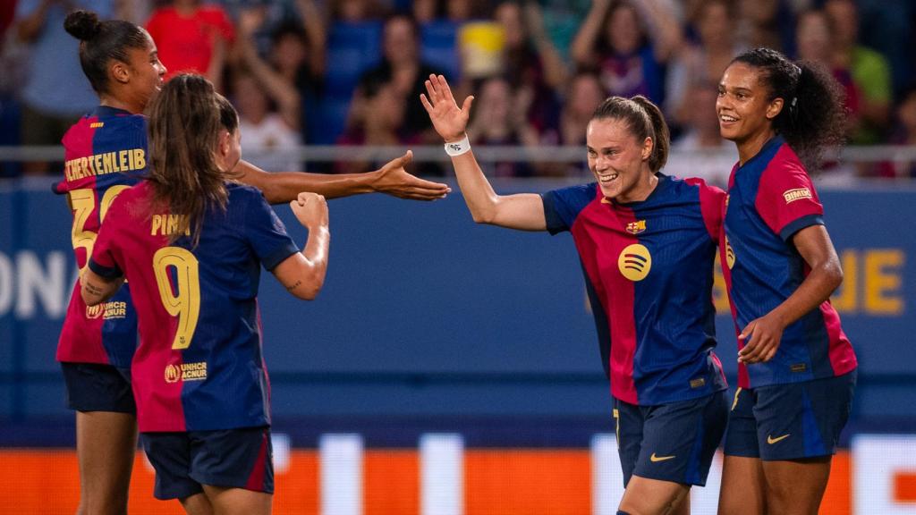 El Barça Femenino celebra el gol de Ewa Pajor en el Trofeo Joan Gamper