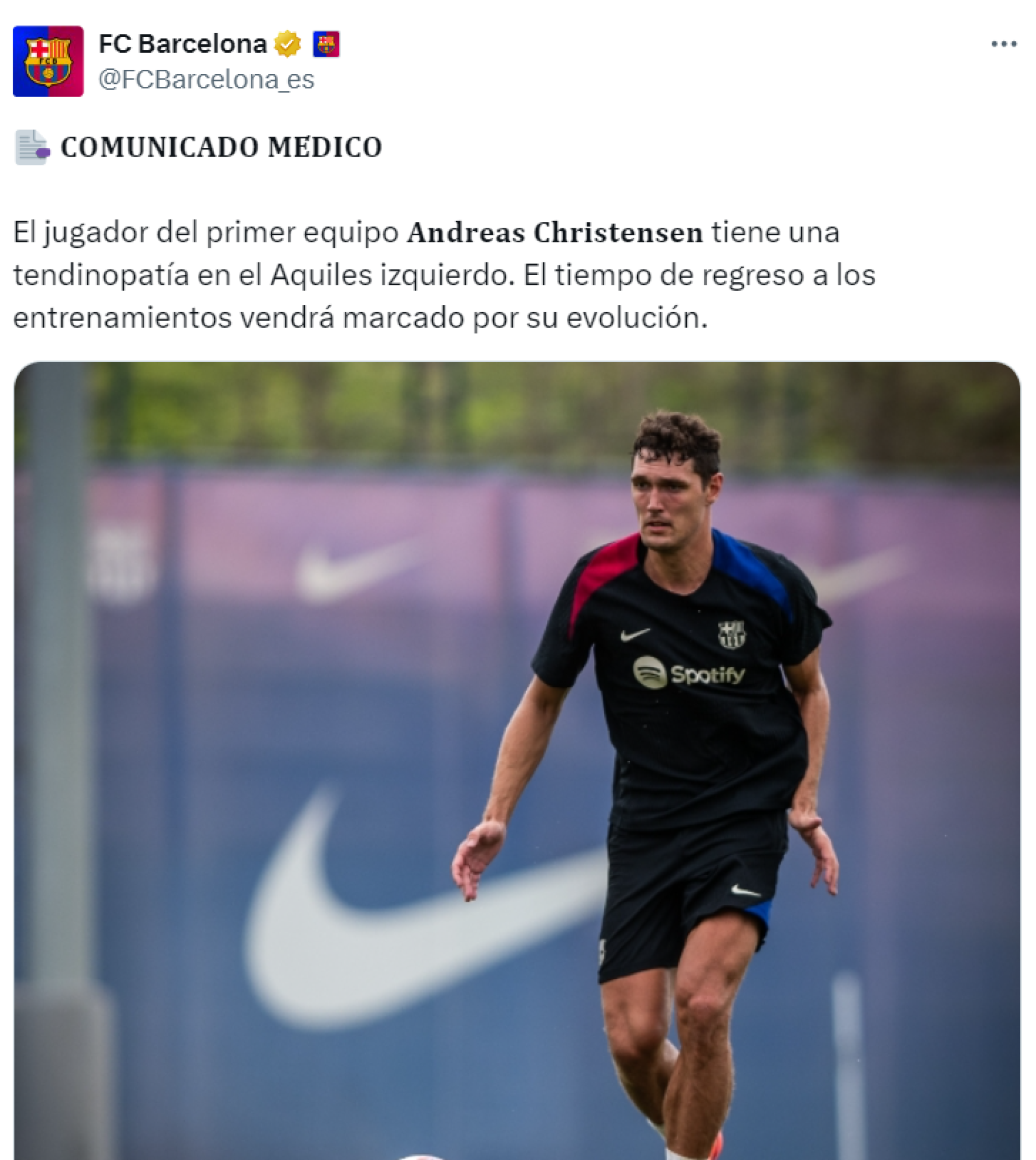 El Barça anuncia la lesión de Andreas Christensen