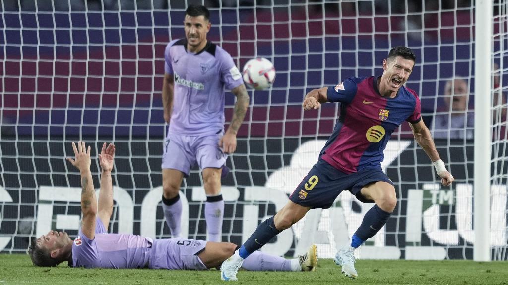 El gol de Lewandowski contra el Athletic Club en Montjuïc