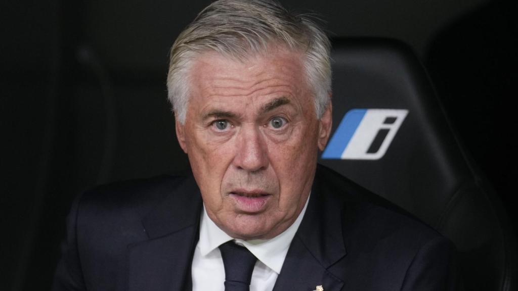 Carlo Ancelotti reacciona durante el partido Real Madrid-Valladolid